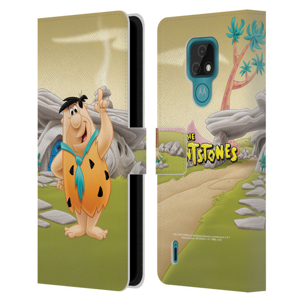 The Flintstones Characters Fred Flintstones Leather Book Wallet Case Cover For Motorola Moto E7