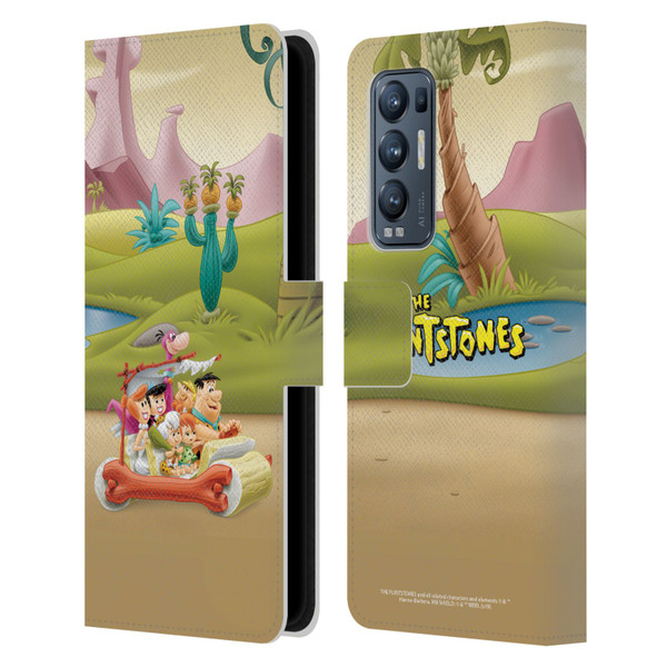 The Flintstones Characters Stone Car Leather Book Wallet Case Cover For OPPO Find X3 Neo / Reno5 Pro+ 5G