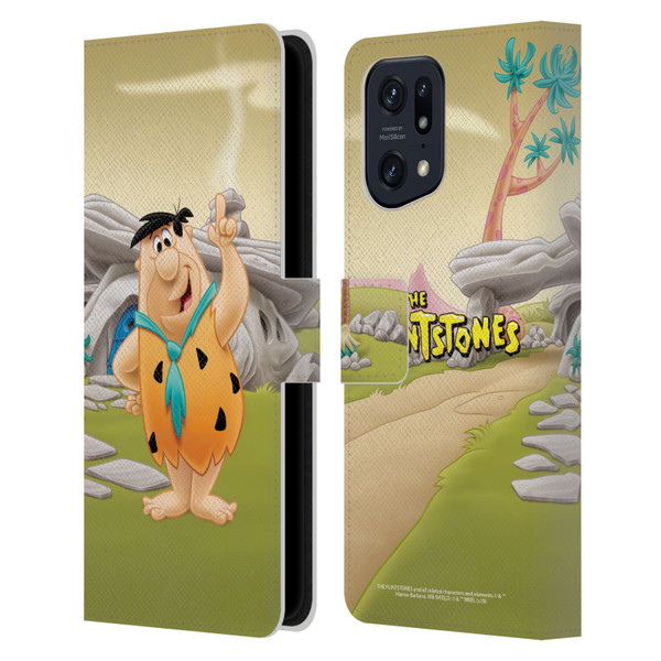 The Flintstones Characters Fred Flintstones Leather Book Wallet Case Cover For OPPO Find X5