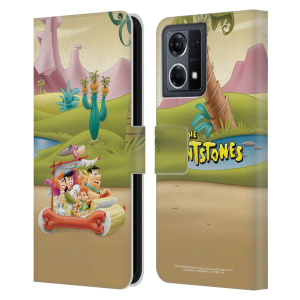 The Flintstones Characters Stone Car Leather Book Wallet Case Cover For OPPO Reno8 4G