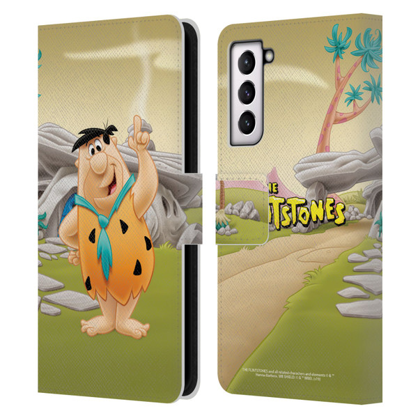 The Flintstones Characters Fred Flintstones Leather Book Wallet Case Cover For Samsung Galaxy S21 5G