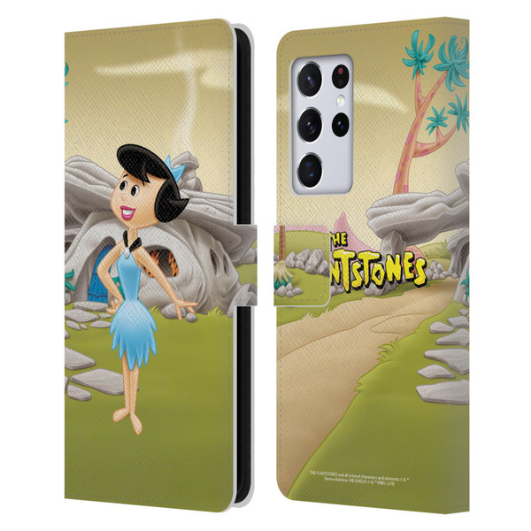 The Flintstones Characters Betty Rubble Leather Book Wallet Case Cover For Samsung Galaxy S21 Ultra 5G