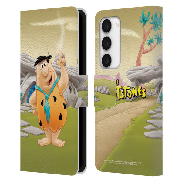 The Flintstones Characters Fred Flintstones Leather Book Wallet Case Cover For Samsung Galaxy S23 5G