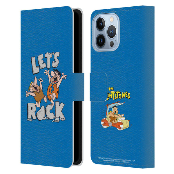 The Flintstones Graphics Fred And Barney Leather Book Wallet Case Cover For Apple iPhone 13 Pro Max