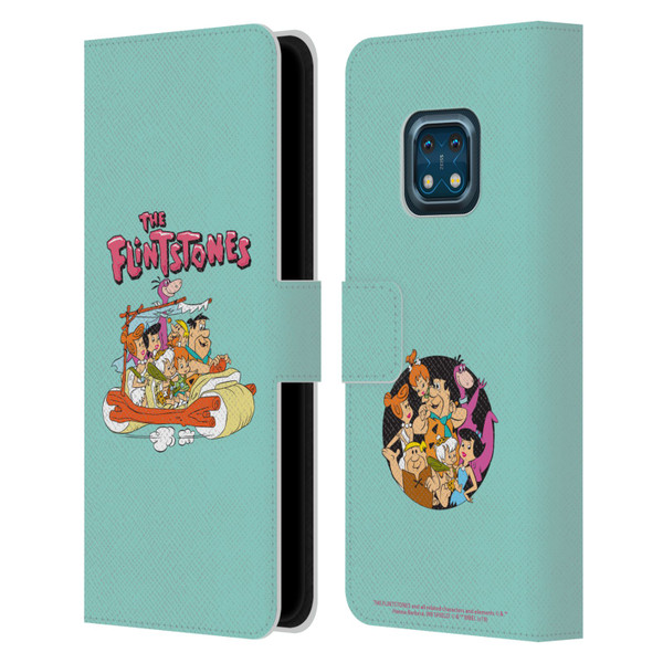 The Flintstones Graphics Family Leather Book Wallet Case Cover For Nokia XR20