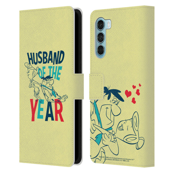 The Flintstones Graphics Husband Of The Year Leather Book Wallet Case Cover For Motorola Edge S30 / Moto G200 5G