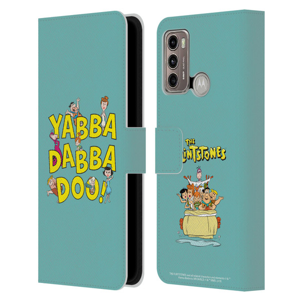 The Flintstones Graphics Yabba-Dabba-Doo Leather Book Wallet Case Cover For Motorola Moto G60 / Moto G40 Fusion