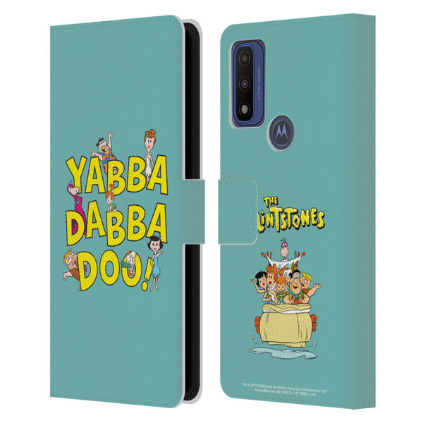 The Flintstones Graphics Yabba-Dabba-Doo Leather Book Wallet Case Cover For Motorola G Pure