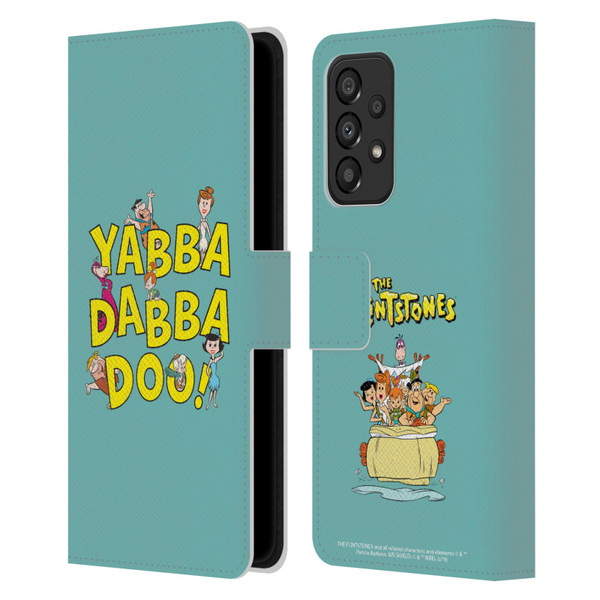 The Flintstones Graphics Yabba-Dabba-Doo Leather Book Wallet Case Cover For Samsung Galaxy A33 5G (2022)