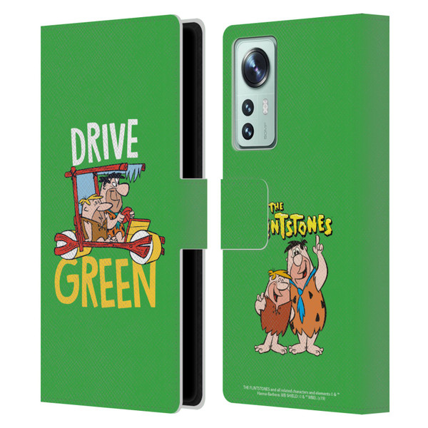 The Flintstones Graphics Drive Green Leather Book Wallet Case Cover For Xiaomi 12