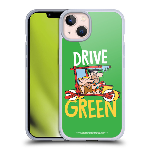 The Flintstones Graphics Drive Green Soft Gel Case for Apple iPhone 13