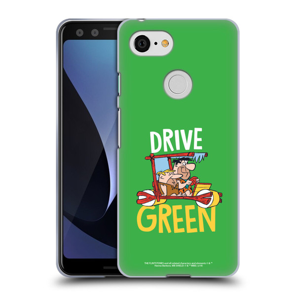 The Flintstones Graphics Drive Green Soft Gel Case for Google Pixel 3