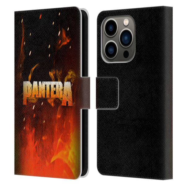 Pantera Art Fire Leather Book Wallet Case Cover For Apple iPhone 14 Pro