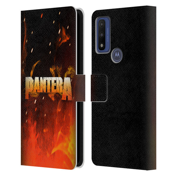 Pantera Art Fire Leather Book Wallet Case Cover For Motorola G Pure