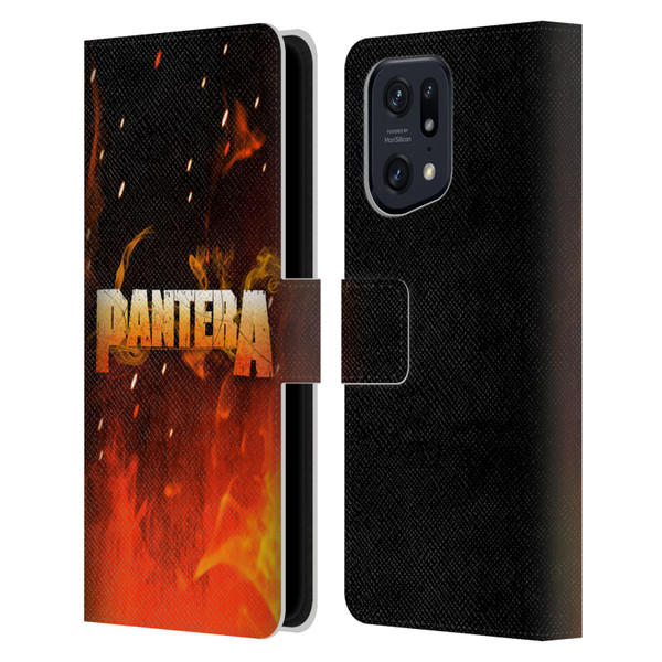 Pantera Art Fire Leather Book Wallet Case Cover For OPPO Find X5 Pro