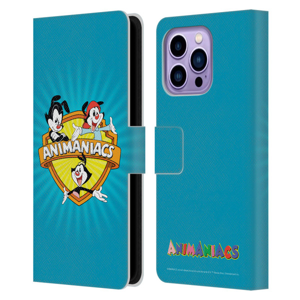Animaniacs Graphics Logo Leather Book Wallet Case Cover For Apple iPhone 14 Pro Max