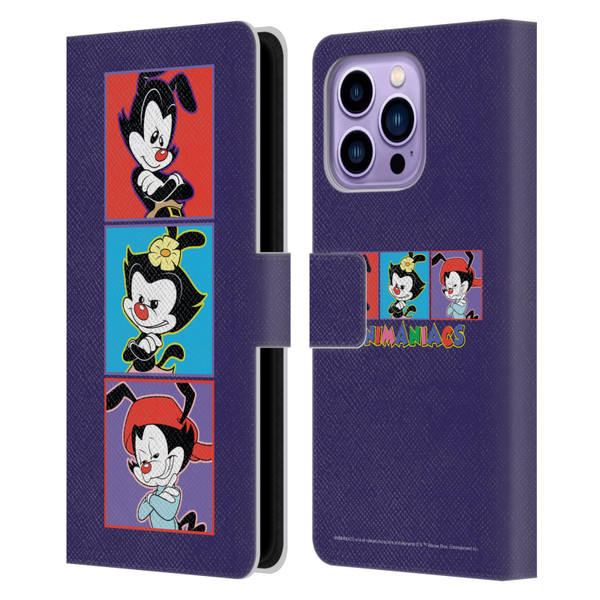 Animaniacs Graphics Tiles Leather Book Wallet Case Cover For Apple iPhone 14 Pro Max