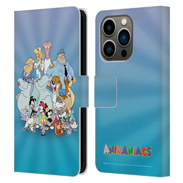 Animaniacs Graphics Group Leather Book Wallet Case Cover For Apple iPhone 14 Pro