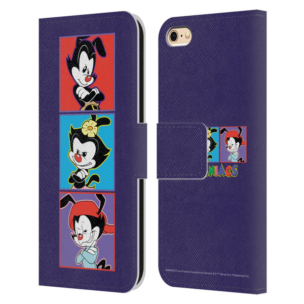 Animaniacs Graphics Tiles Leather Book Wallet Case Cover For Apple iPhone 6 / iPhone 6s