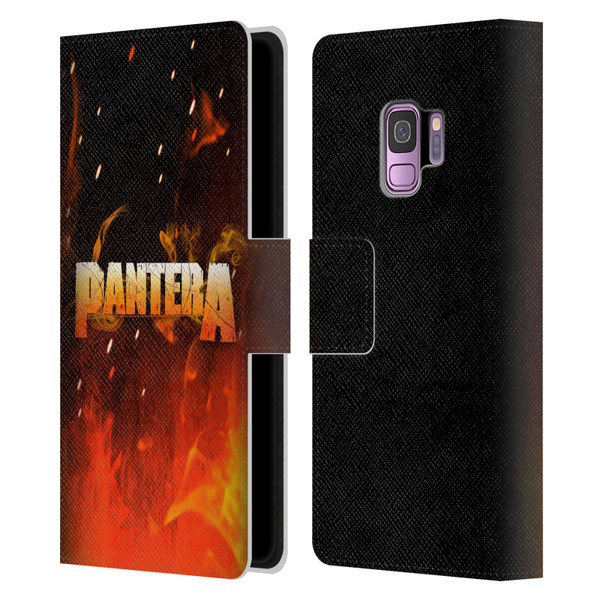 Pantera Art Fire Leather Book Wallet Case Cover For Samsung Galaxy S9