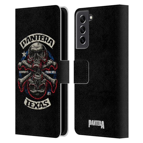 Pantera Art Double Cross Leather Book Wallet Case Cover For Samsung Galaxy S21 FE 5G