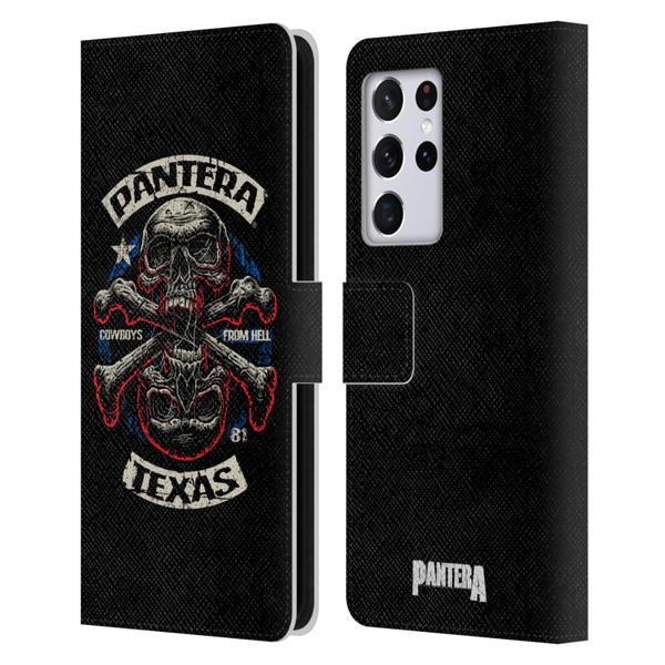 Pantera Art Double Cross Leather Book Wallet Case Cover For Samsung Galaxy S21 Ultra 5G