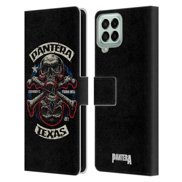 Pantera Art Double Cross Leather Book Wallet Case Cover For Samsung Galaxy M33 (2022)