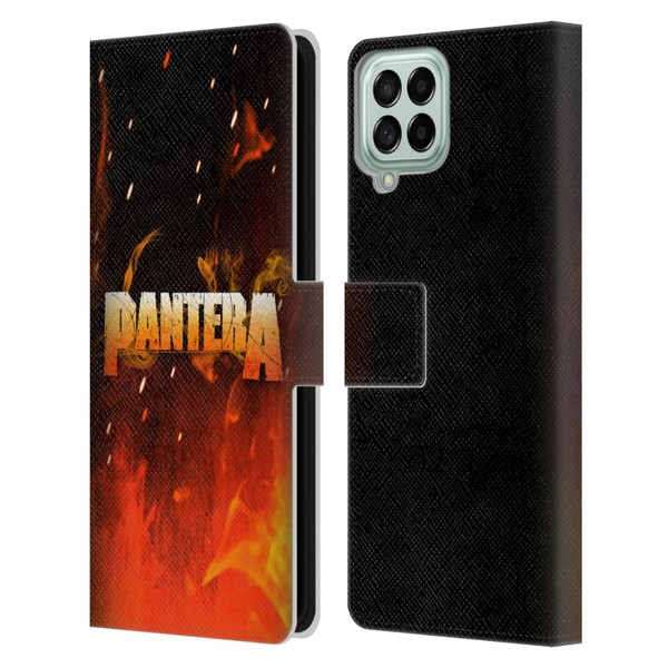 Pantera Art Fire Leather Book Wallet Case Cover For Samsung Galaxy M33 (2022)