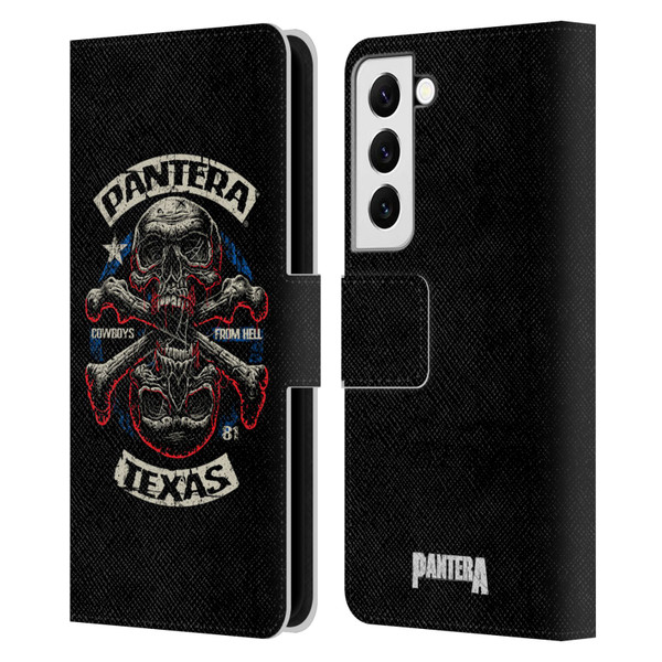 Pantera Art Double Cross Leather Book Wallet Case Cover For Samsung Galaxy S22 5G