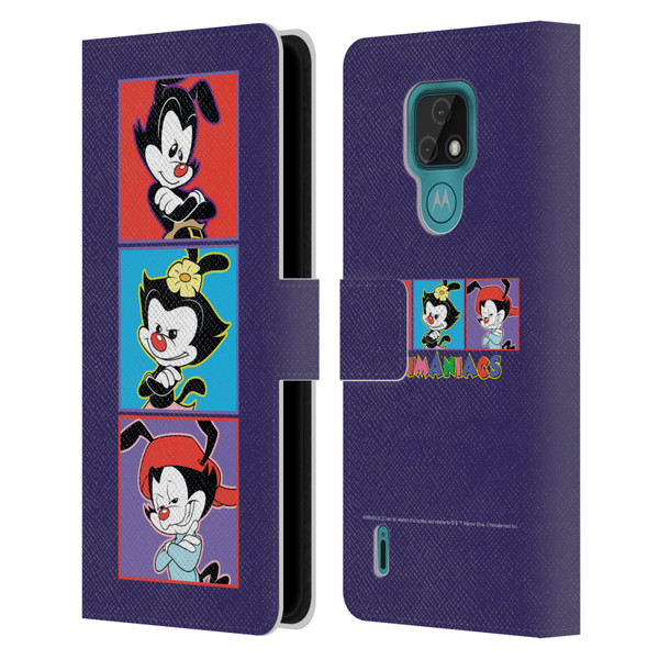 Animaniacs Graphics Tiles Leather Book Wallet Case Cover For Motorola Moto E7