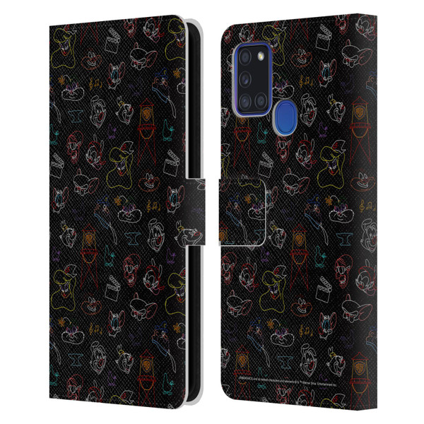 Animaniacs Graphics Pattern Leather Book Wallet Case Cover For Samsung Galaxy A21s (2020)