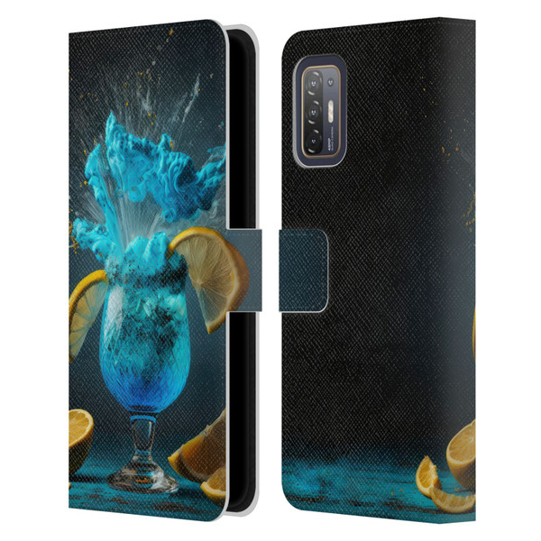 Spacescapes Cocktails Blue Lagoon Explosion Leather Book Wallet Case Cover For HTC Desire 21 Pro 5G