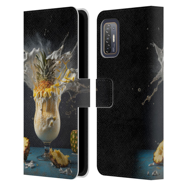 Spacescapes Cocktails Piña Colada Pop Leather Book Wallet Case Cover For HTC Desire 21 Pro 5G