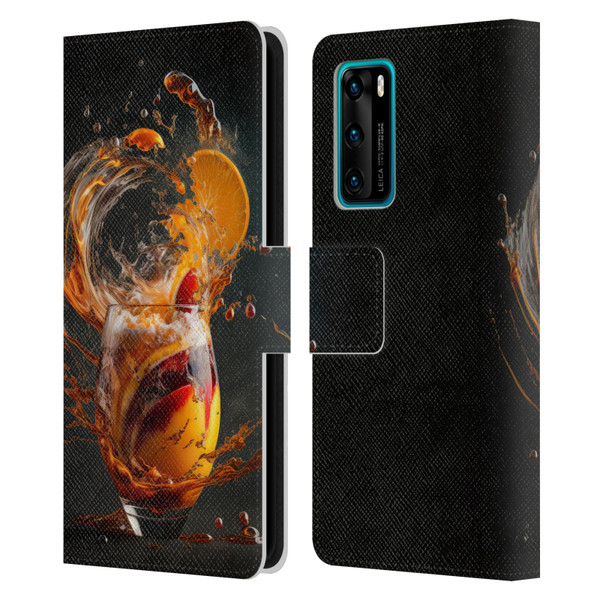 Spacescapes Cocktails Modern Twist, Hurricane Leather Book Wallet Case Cover For Huawei P40 5G