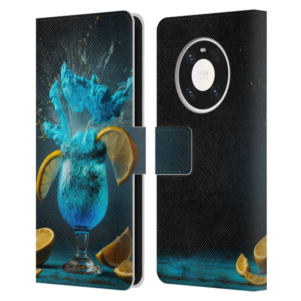 Spacescapes Cocktails Blue Lagoon Explosion Leather Book Wallet Case Cover For Huawei Mate 40 Pro 5G