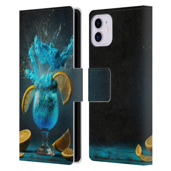 Spacescapes Cocktails Blue Lagoon Explosion Leather Book Wallet Case Cover For Apple iPhone 11
