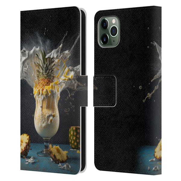 Spacescapes Cocktails Piña Colada Pop Leather Book Wallet Case Cover For Apple iPhone 11 Pro Max
