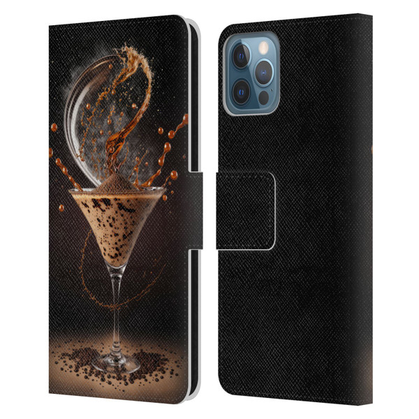 Spacescapes Cocktails Contemporary, Espresso Martini Leather Book Wallet Case Cover For Apple iPhone 12 / iPhone 12 Pro
