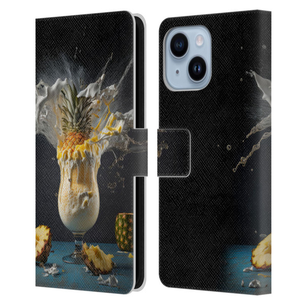 Spacescapes Cocktails Piña Colada Pop Leather Book Wallet Case Cover For Apple iPhone 14 Plus