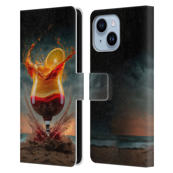 Spacescapes Cocktails Summer On The Beach Leather Book Wallet Case Cover For Apple iPhone 14 Plus