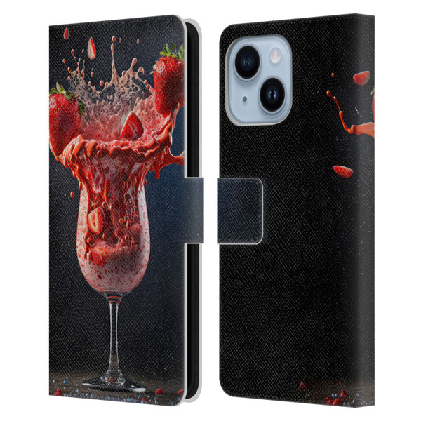 Spacescapes Cocktails Strawberry Infusion Daiquiri Leather Book Wallet Case Cover For Apple iPhone 14 Plus