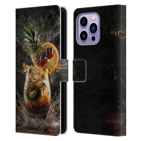 Spacescapes Cocktails Exploding Mai Tai Leather Book Wallet Case Cover For Apple iPhone 14 Pro Max