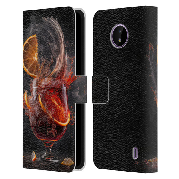 Spacescapes Cocktails Gin Explosion, Negroni Leather Book Wallet Case Cover For Nokia C10 / C20