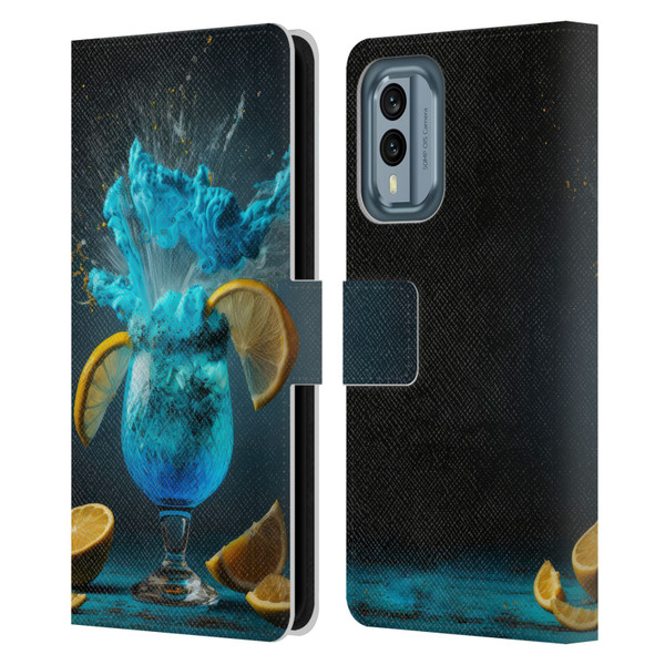 Spacescapes Cocktails Blue Lagoon Explosion Leather Book Wallet Case Cover For Nokia X30