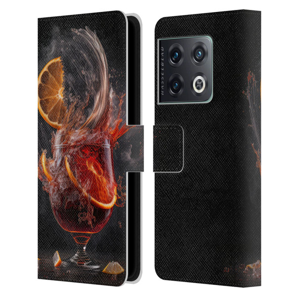 Spacescapes Cocktails Gin Explosion, Negroni Leather Book Wallet Case Cover For OnePlus 10 Pro