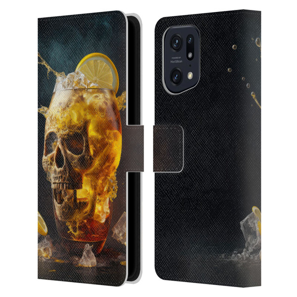 Spacescapes Cocktails Long Island Ice Tea Leather Book Wallet Case Cover For OPPO Find X5
