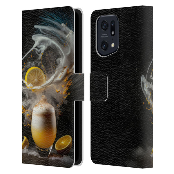 Spacescapes Cocktails Explosive Elixir, Whisky Sour Leather Book Wallet Case Cover For OPPO Find X5 Pro