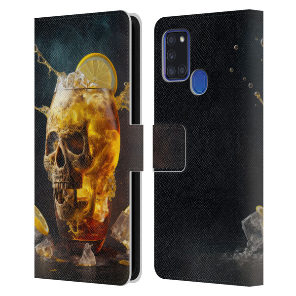 Spacescapes Cocktails Long Island Ice Tea Leather Book Wallet Case Cover For Samsung Galaxy A21s (2020)