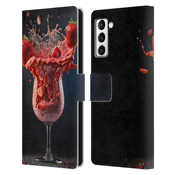 Spacescapes Cocktails Strawberry Infusion Daiquiri Leather Book Wallet Case Cover For Samsung Galaxy S21+ 5G