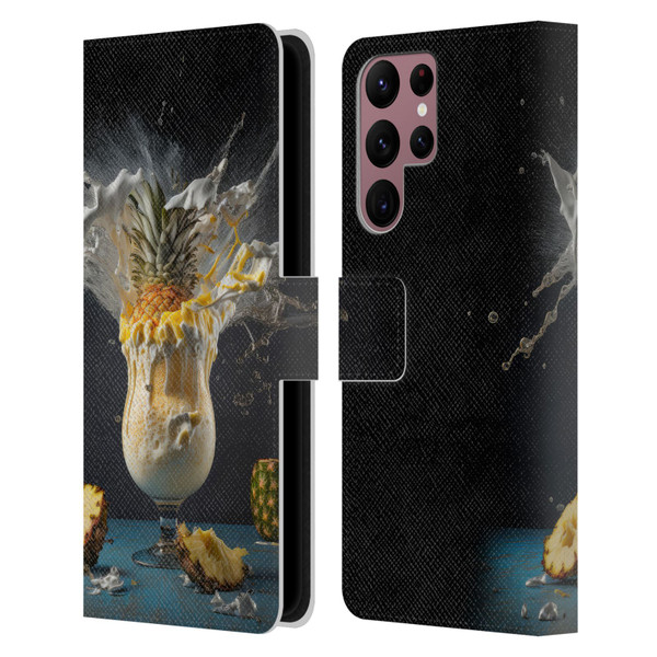 Spacescapes Cocktails Piña Colada Pop Leather Book Wallet Case Cover For Samsung Galaxy S22 Ultra 5G